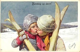 ** T2 New Year, Kissing Children, B.K.W.I. 613-3. S: K. Feiertag - Unclassified