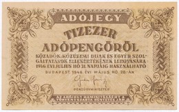 1946. 10.000AP Vízjeles Papíron, Sorszám Nélkül T:I - Ohne Zuordnung