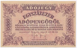 1946. 100.000AP Vízjeles Papíron, Sorozat és Sorszám Nélkül T:I - Ohne Zuordnung