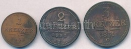 1851B 1kr Cu + 1851B 2kr Cu + 1851G 3kr Cu T:2,2- Patina,ph. - Ohne Zuordnung