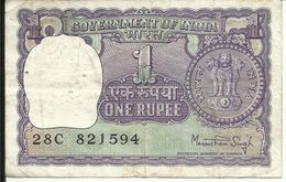 INDE , 1 Rupee , Alphabet : 28C , N° World Paper Money : 77 - India