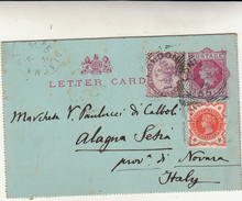 London To Alagna Valsesia Su Letter Card Intero Postale 1894 - Brieven En Documenten