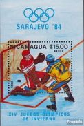 Nicaragua 1983 Winter Olympic Games 1984 Sarajevo Bosnia Herzegovina Sports Ice Hockey Icehockey S/S Stamp MNH Mi BL153 - Winter 1984: Sarajevo