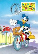 DISNEY DONALD SUR UN VELO BICYCLETTE  CACHET ANNIVERSAIRE DISNEYLAND 12.04.1997 - Disneyland