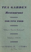 Carte Commerciale à 2 Volets/ Restaurant "Tea Garden"/ OTTAWA/ Canada / For Fine Food/ /1951      CAC112 - Kanada