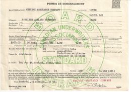 Contrat D'Assurance/Permis De Déménagement/WESTERN ASSURANCE COMPANY/Lévis /Québec/Canada/1948  BA60 - Kanada