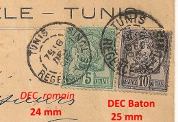 RARE AINSI, DAGUIN TUNIS Tunisie :  Diamétres, Couronnes Et Blocs Dateurs Différents. Décembre 1895 § - Lettres & Documents