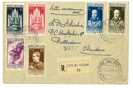 CITTA' DEL VATICANO - CONGRESSO GIURIDICO - RACCOMANDATA VIAGGIATA - S 41/46- A. 1939 - Cartas & Documentos