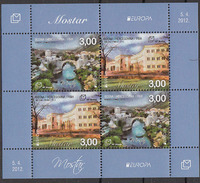 Bosnia Croatia 2012 Europa CEPT, Visit, Old Bridge In Mostar, Architecture, Block, Souvenir Sheet MNH - 2012