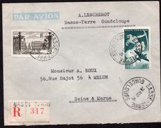 French Guadeloupe Registered Airmail Cover With French Franking 1949 - Lettres & Documents