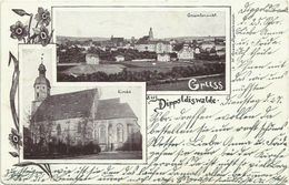 AK Dippoldiswalde Zweibild Ortsansicht Kirche ~1900 #02 - Dippoldiswalde