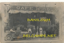 COMMERCE // CAFE M ROUX / DEVANTURE ANIMEE / AUTOMOBILE / CARTE PHOTO Noms Au Verso CLAUDET ** - Cafés