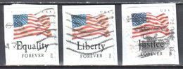 United States 2012 Flag  Sc # 4633,34,36 - Mi 4818-20 BG - Perfor.9½ - Used - Usados