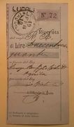 VAGLIA POSTALE RICEVUTA LUCOLI 1910 - Impuestos Por Ordenes De Pago