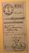 VAGLIA POSTALE RICEVUTA LANCIANO 1910 CON DOPPIA TIMBRATURA R.R. PAGATO - Mandatsgebühr