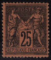 Neuf Avec Charnière N° 91, 25c Noir Sur Rouge, Très Frais, T.B. - Other & Unclassified