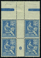 Neuf Sans Charnière N° 114, 25c Bleu, Bloc De 4, Haut De Feuille Millésime 0, Superbe - Other & Unclassified