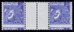 Neuf Sans Charnière N° 396, 50c Bleu, Paire Hor Interpanneau Avec Piquage à Cheval, T.B. - Other & Unclassified