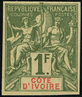 Neuf Sans Gomme N° 13a. 1f Vert-olive, Non Dentelé. T.B. - Other & Unclassified