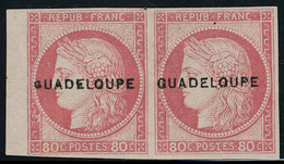 Neuf Avec Charnière N° 13E, 80c Variété Petit G à Guadeloupe Tenant à Normal, Paire BDF, T.B. Rare Signé. Maury - Other & Unclassified