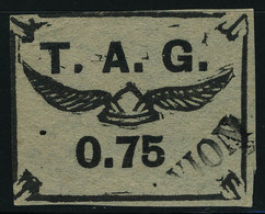 Oblitéré N° 4A. 75c Noir S/gris, T.B.  Signé Brun. - Other & Unclassified