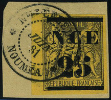 Fragment N° 4, 25 Sur 35c Violet Noir Sur Jaune Obl Sur Fragment, Bdf, Superbe - Other & Unclassified