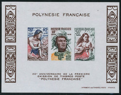 Neuf Sans Charnière N° 4, 20è Anniversaire Des 1er Timbres De Polynésie, Bloc ND + épreuve De Luxe, T.B. - Other & Unclassified