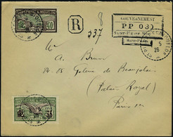 Lettre LR Affranchie Avec Cachet PP 030 + TP N° 86 Et 87, Càd St Pierre Et Miquelon 4.5.26 Pour Paris, T.B.  Maury - Other & Unclassified