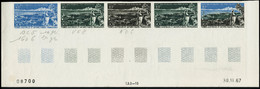 Neuf Sans Charnière N° 14. 50f Port Aux Français, Bande Hor. De 5, Bas De Feuille, Coin Daté, Essais De Couleurs, ND. T. - Other & Unclassified