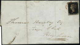 Lettre N° 1. 1p Noir (lettre Q.D.) Sur Lettre, Oblitéré Croix De Malte Rouge. Au Verso CàD St-Andrews Feb 7 1841. Superb - Other & Unclassified