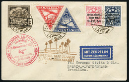 Lettre Zeppelin. 7. SAF 1932. Lettre Avec CàD Riga 21.IX.32 Pour Recife. Au Verso CàD De Transit De Berlin (24.9.32). Ar - Other & Unclassified