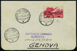 Lettre N° 209, 2 Lire éléphant, Obl Poste Militaire N° 12 2.6.36 Sur L Pour Genova T.B. Signé Diéna - Other & Unclassified