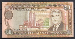 533-Turkmenistan Billet De 50 Manat 1993 AC990 - Turkménistan
