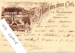 67 Bas-Rhin, Rothau, Hotel Des Deux Clefs, Carte Dessinée (rare) - Rothau
