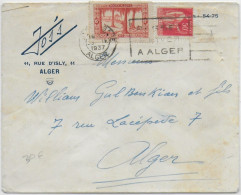 1937 - RARE MIXTE TYPE PAIX / ALGERIE Sur LETTRE Par AVION De ALGER GARE Avec MECA => ALGER - 1932-39 Peace