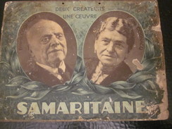 Publicité Originale RV Affichette Effigies 2 Créateurs & Magasin SAMARITAINE En 1889 Sur Support Plaque Carton D'époque - Pappschilder