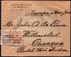 El Salvador To Curacao Dutch West India Cover 1916 With An Advertising - El Salvador