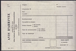 A5917 ZAIRE, Post Office Avis D'Arrivée, Unused - Andere & Zonder Classificatie