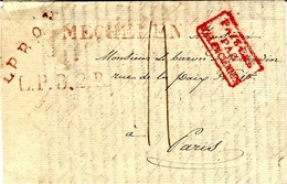 1829- Letter From MECHELEN  ( Malines  ) To Paris  L.P.B.2.R  Red +  PAYS_BAS / PAR / VALENCIENNES - 1815-1830 (Période Hollandaise)