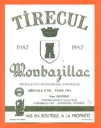 Etiquette Vin De Montbazillac Tirecul 1982 Yves Feytout à Montbazillac - 75 Cl - Monbazillac