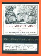 Etiquette Vin De Cahors Les Comtes De Cahors 1983 Les Comtes Eveques à Mercues - 75 Cl - Cahors