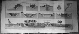 (17) Rochefort, Grand Plan 18e S. Elevations Et Profils Des Formes De Rochefort, Gravure Originale, - Machines