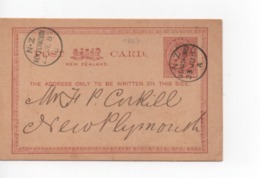 CPA.Timbres.Entier Postal New Zeland 1887 Deux Cachets Carte écrite - Postwaardestukken
