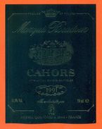 Etiquette Vin De Cahors Marquis Rocadour 1991 Cheval Quancard à 33440 -75 Cl - Cahors