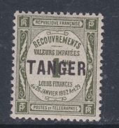 Maroc Taxe N° 42 X Timbres-taxe De France De 1908 Surchargés Tanger : L1 C. Noir Trace De Charnière Sinon TB - Strafport