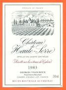 étiquette Vin De Cahors Chateau De Haute Serre 1983 Georges Vigouroux à Cahors Cieurac - 75 Cl - Cahors