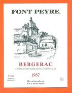 étiquette Vin De Bergerac Font Peyre 1987 R F à 46140 - 75 Cl - Bergerac