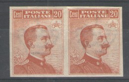 REGNO 1916 20 C. COPPIA NON DENTELLATA ** MNH - Nuovi