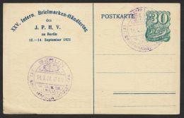 Mi-Nr. PP 51 C 3/01, "Intern. Briefmarken-Händlertag", Berlin, 1921, Pass. Sst, O - Tarjetas