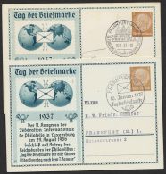 Mi-Nr. PP 122 C 35/01 +/02. "Tag Der Briefmarke", 1937, Beide Varianten, Je Pass. Sst "Frankfurt/Main", O - Interi Postali Privati